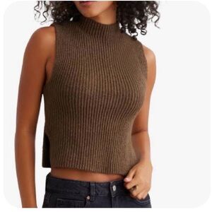 Dynamite Olive Green Ribbed Sleeveless Knit Top